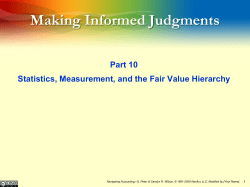 Making Informed Judgments Part 10 Statistics, Measurement, and the Fair Value Hierarchy