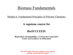Biomass Fundamentals A capstone course for BioSUCCEED: