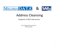 &amp; Address Cleansing Integration of REST web services