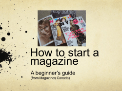 How to start a magazine A beginner’s guide (from Magazines Canada)