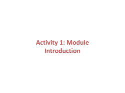 Activity 1: Module Introduction