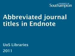 Abbreviated journal titles in Endnote UoS Libraries 2011