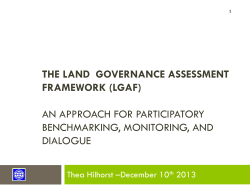 THE LAND  GOVERNANCE ASSESSMENT FRAMEWORK (LGAF) AN APPROACH FOR PARTICIPATORY