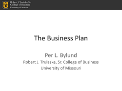 The Business Plan Per L. Bylund University of Missouri
