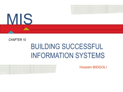 MIS BUILDING SUCCESSFUL INFORMATION SYSTEMS CHAPTER 10
