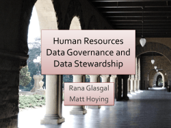 Human Resources Data Governance and Data Stewardship Rana Glasgal