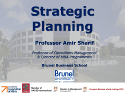 Strategic Planning Professor Amir Sharif Professor of Operations Management