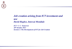 Job creation arising from ICT investment and use David Hughes, Intercai Mondiale