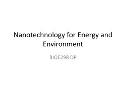 Nanotechnology for Energy and Environment BIOE298 DP