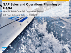 SAP Sales and Operations Planning on HANA
