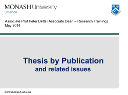 Thesis by Publication and related issues – Research Training)