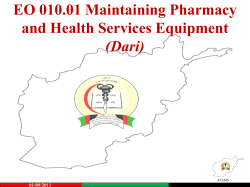 EO 010.01 Maintaining Pharmacy and Health Services Equipment (Dari) 01/09/2013