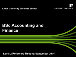 BSc Accounting and Finance Level 2 Returners Meeting September 2014