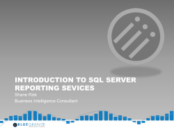 INTRODUCTION TO SQL SERVER REPORTING SEVICES Shane Risk Business Intelligence Consultant