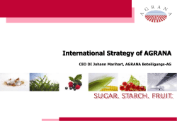 International Strategy of AGRANA CEO DI Johann Marihart, AGRANA Beteiligungs-AG