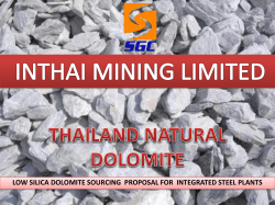 LOW SILICA DOLOMITE SOURCING  PROPOSAL FOR  INTEGRATED STEEL...