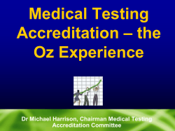 Medical Testing – the Accreditation Oz Experience