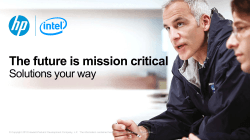The future is mission critical Solutions your way