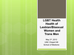 LGBT Health Health of Lesbian/Bisexual Women and