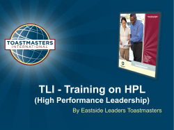TLI - Training on HPL (High Performance Leadership) By Eastside Leaders Toastmasters