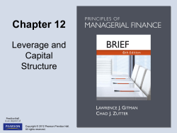 Chapter 12 Leverage and Capital Structure