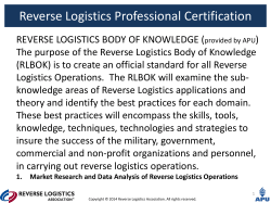 Reverse Logistics Professional Certification