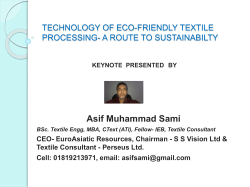 Asif Muhammad Sami TECHNOLOGY OF ECO-FRIENDLY TEXTILE PROCESSING- A ROUTE TO SUSTAINABILTY
