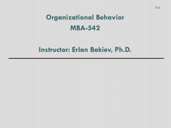 Organizational Behavior MBA-542 Instructor: Erlan Bakiev, Ph.D. 1-1