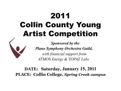 2011 Collin County Young Artist Competition January 15, 2011