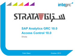 SAP Analytics GRC 10.0 Access Control 10.0 Strata Fahri Batur