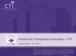 – CTI Centers for Therapeutic Innovation September 16, 2011