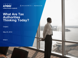What Are Tax Authorities Thinking Today? Calgary
