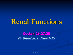 Renal Functions Dr Sitelbanat Awadalla Guyton 26,27,28 1