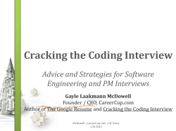 Cracking the Coding Interview Advice and Strategies for Software Gayle Laakmann McDowell