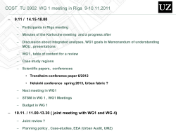 UZ COST  TU 0902  WG 1 meeting in Riga... – 9.11 /  14.15-18.00