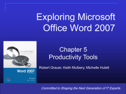Exploring Microsoft Office Word 2007 Chapter 5 Productivity Tools