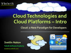 Cloud Technologies and Cloud Platforms – Intro Svetlin Nakov