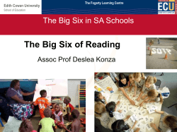 The Big Six of Reading The Big Six in SA Schools