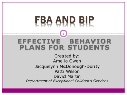 FBA AND BIP EFFECTIVE   BEHAVIOR PLANS FOR STUDENTS Created by: