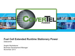 Fuel Cell Extended Runtime Stationary Power Datacenter Angelo Monteleone Business Development Manager