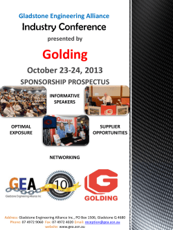 Golding October 23-24, 2013 SPONSORSHIP PROSPECTUS Gladstone Engineering Alliance