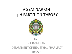 A SEMINAR ON pH PARTITION THEORY By S.JHANSI RANI