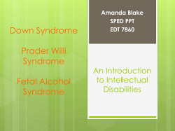 Down Syndrome Prader Willi Syndrome Fetal Alcohol
