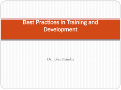 Best Practices in Training and Development Dr. John Dzimba