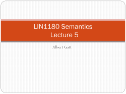 LIN1180 Semantics Lecture 5 Albert Gatt