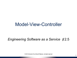 Model-View-Controller § Engineering Software as a Service 2.5