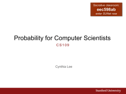 Probability for Computer Scientists eec598ab C S 1 0 9 Cynthia Lee