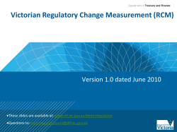 Victorian Regulatory Change Measurement (RCM) Version 1.0 dated June 2010  :