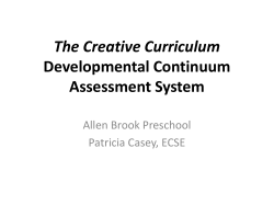 The Creative Curriculum Developmental Continuum Assessment System Allen Brook Preschool