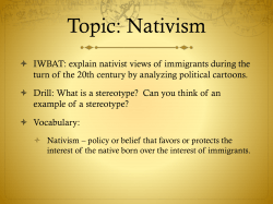 Topic: Nativism